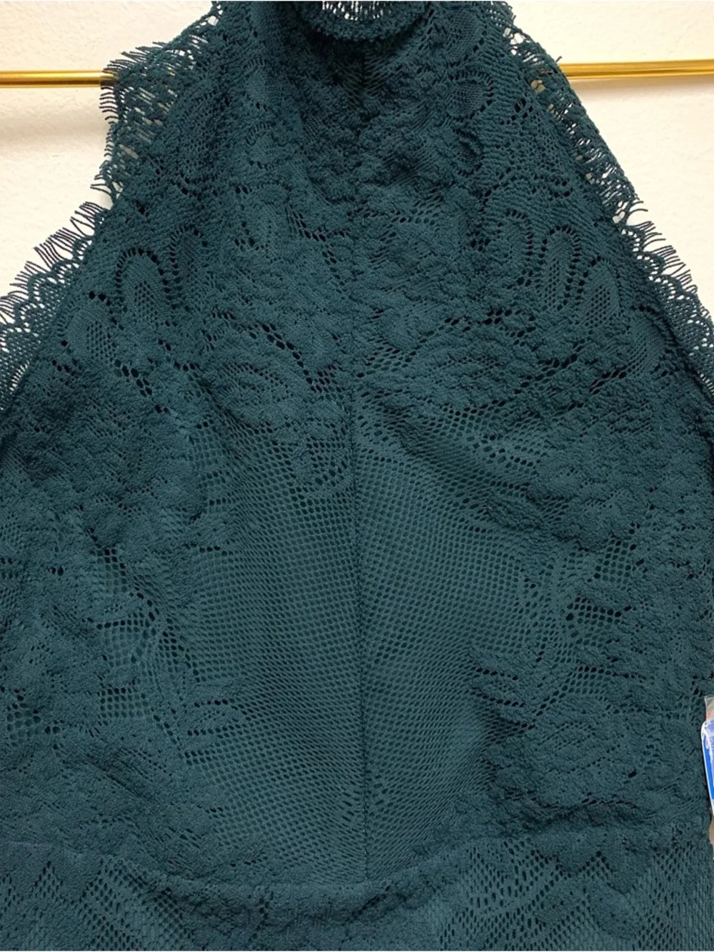 Free People‎ Harper Backless Halter Lace Mini Dress Size Small Evergreen NWT